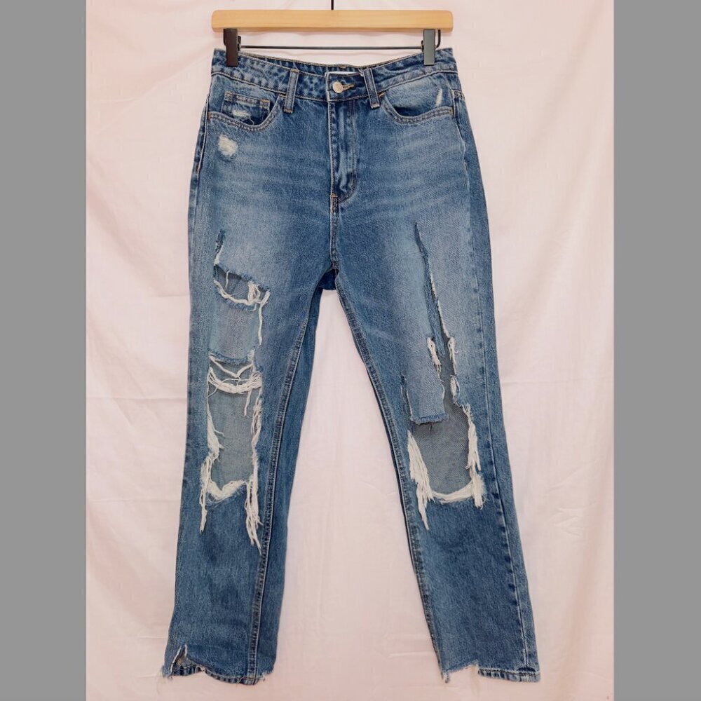 Vervet Medium Wash Denim High Waisted Distressed Mom Jean size 26